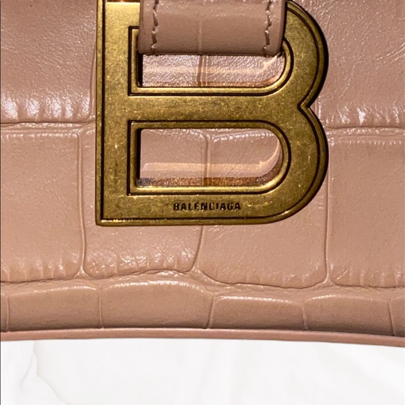 Balenciaga Hourglass  Embossed Croc Shoulder Bag - Picture 9 of 16
